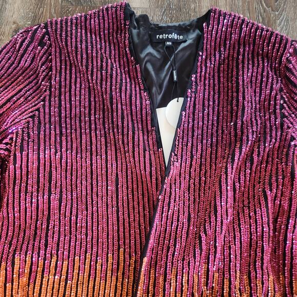 Retrofete Gabrielle Robe Sequin Dress in Ombre Pink Orange Size XS NWT - Picture 4 of 14